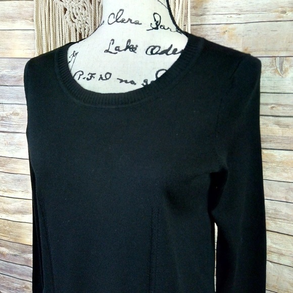 Milly | Black Wool Eyelet Layered Effect Crew Neck Pullover Style Sweater Top - Picture 2 of 8